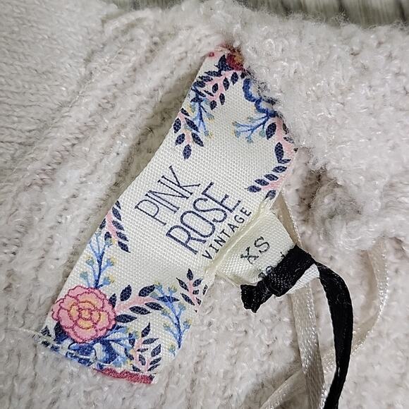 Pink Rose V Neck Open Back Detail Soft Knit Sweater Womens Size XS NWT - Picture 7 of 13